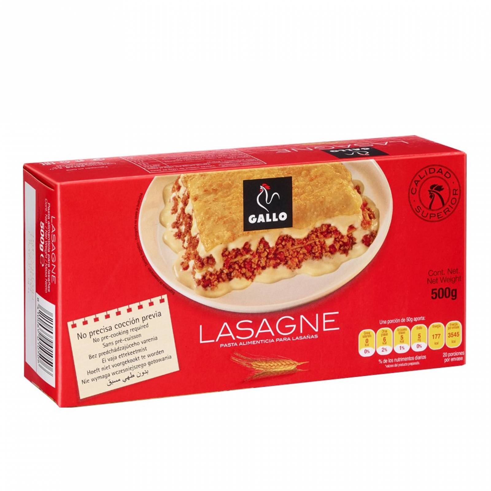 Gallo Pasta Lasaña Precocida 500 gr