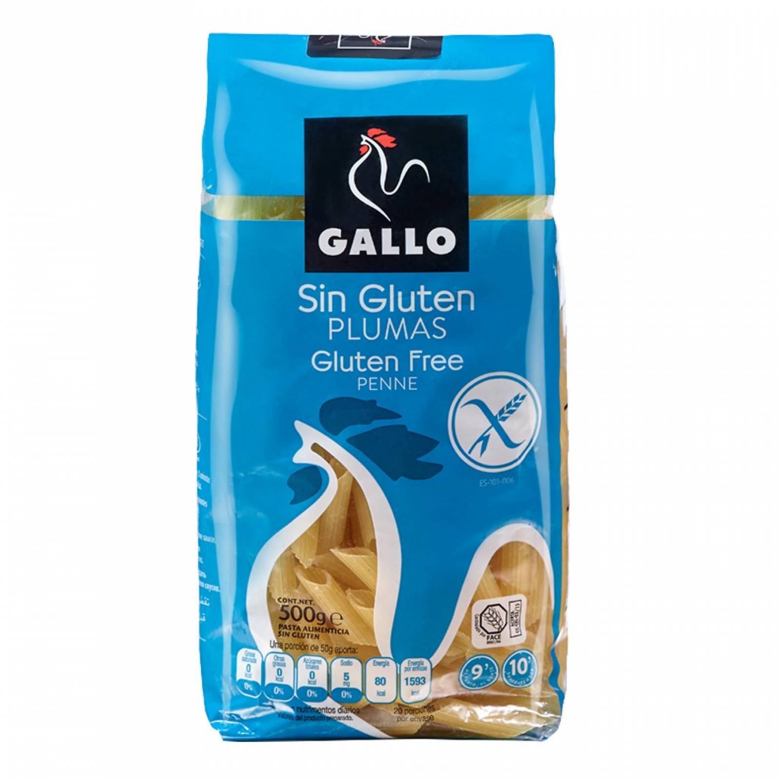 Pasta Plumas Sin Gluten Gallo 500 gr