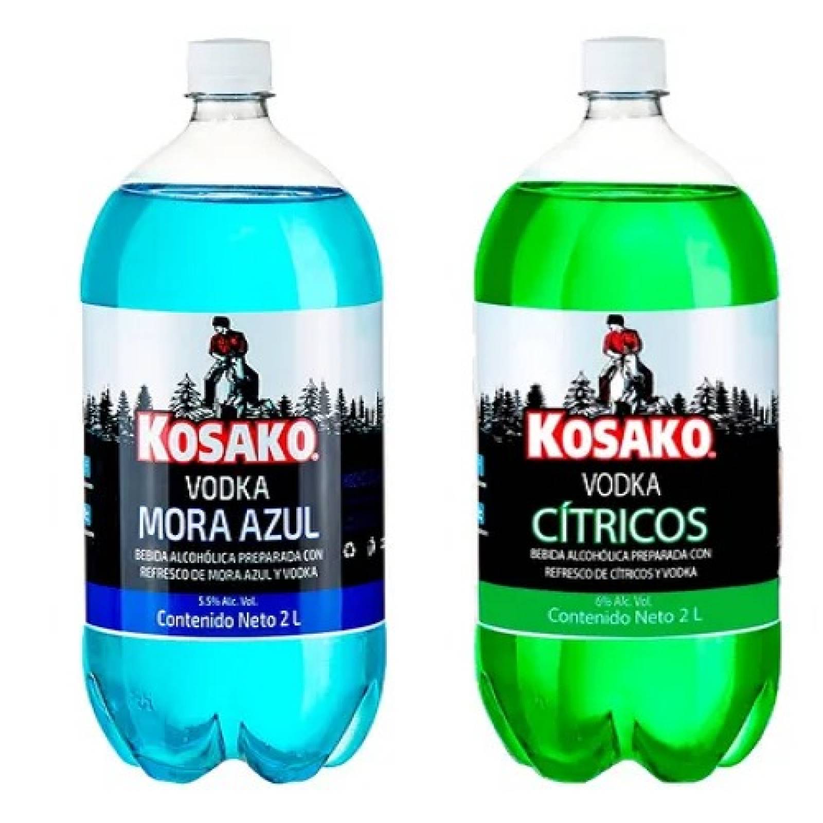 Paquete Kosako Vodka Cítricos y Mora Azul 2 lt