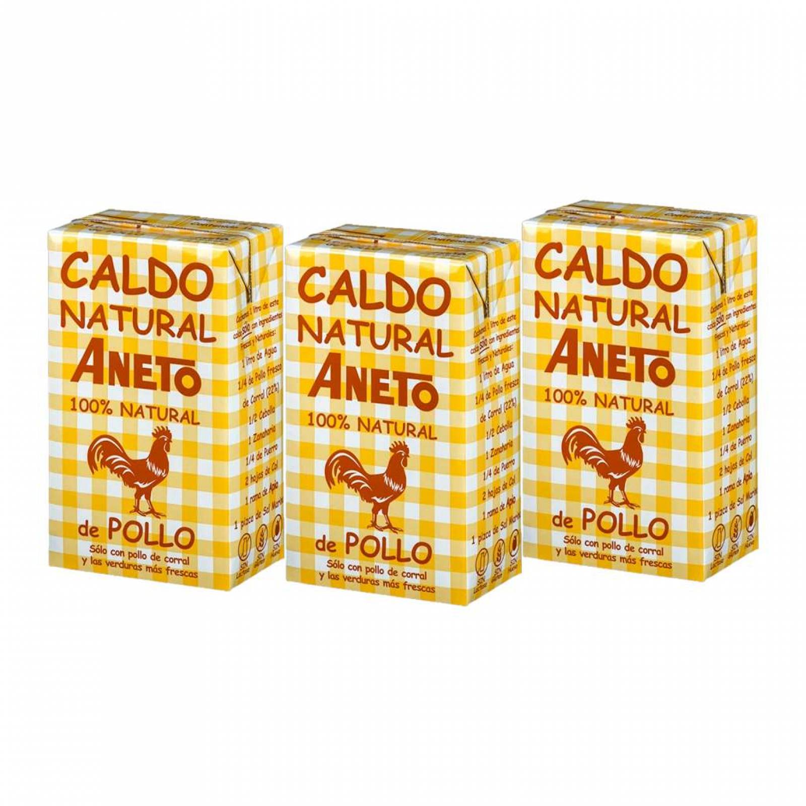Caldo Natural Aneto Pack 3 unidades de Caldo de Pollo 1 lt ( 15%)
