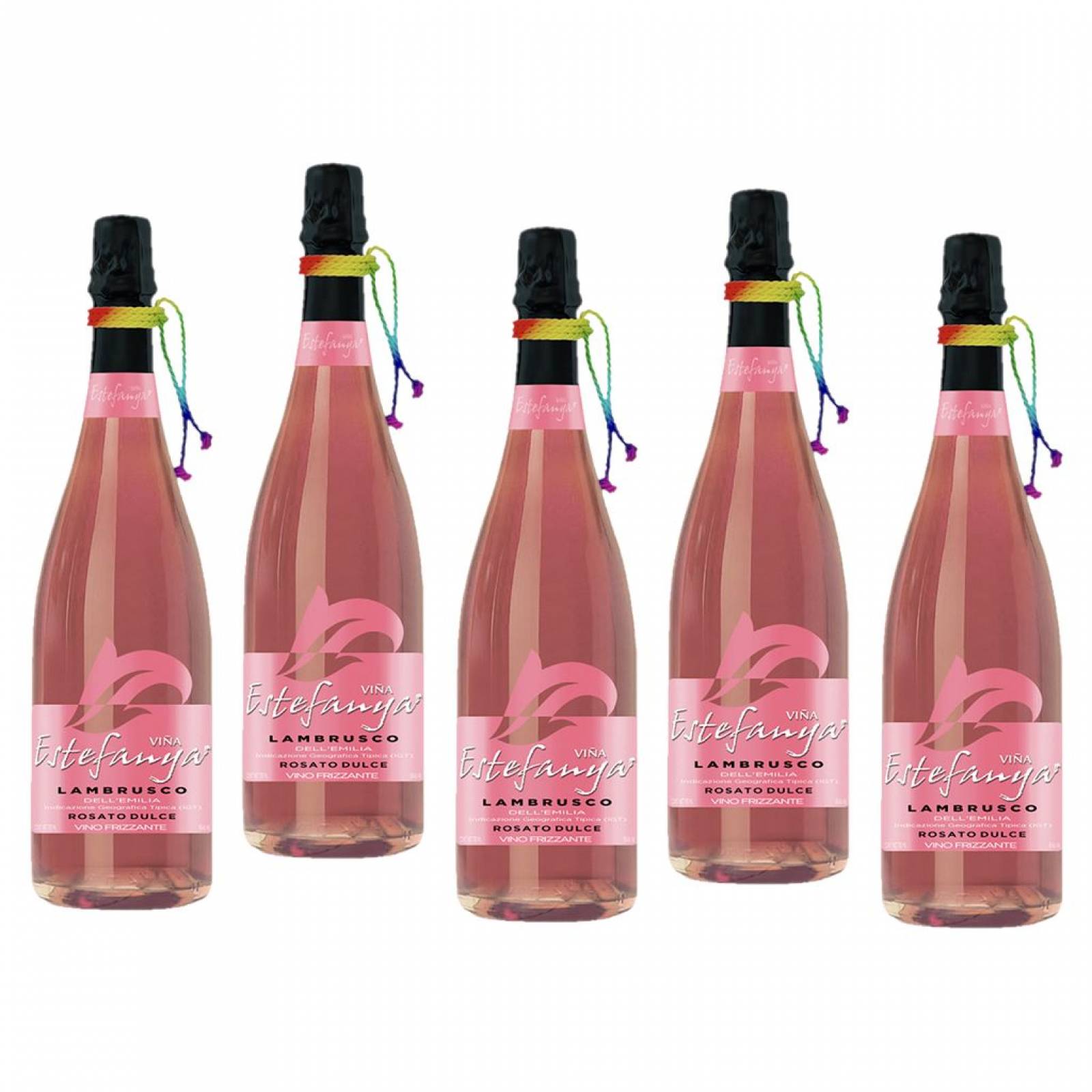 Vino Rosado Estefanya Lambrusco Rosato 5 botellas de 750 ml