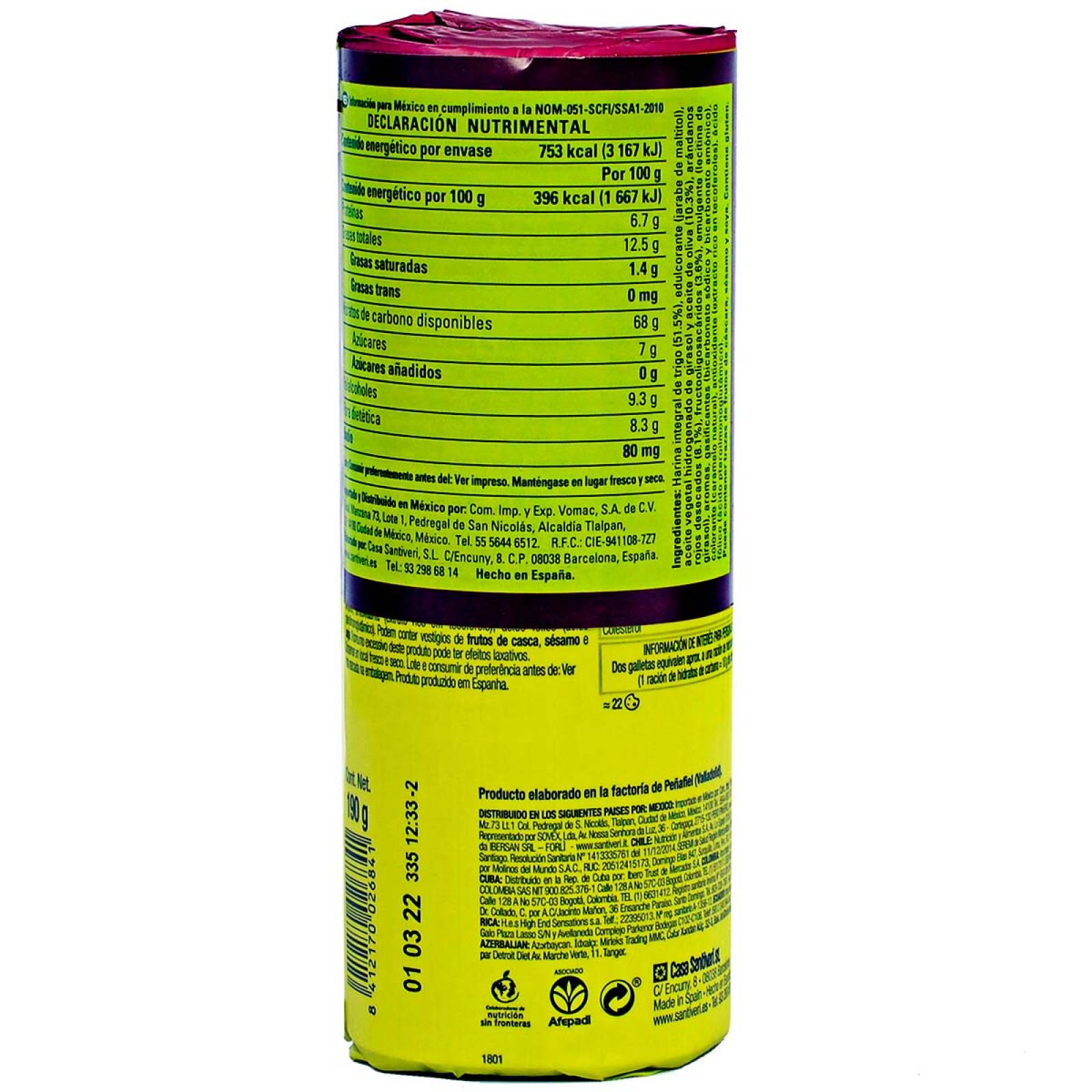 Santiveri Galletas Digestive con Arándanos Sin Azúcar 190 gr