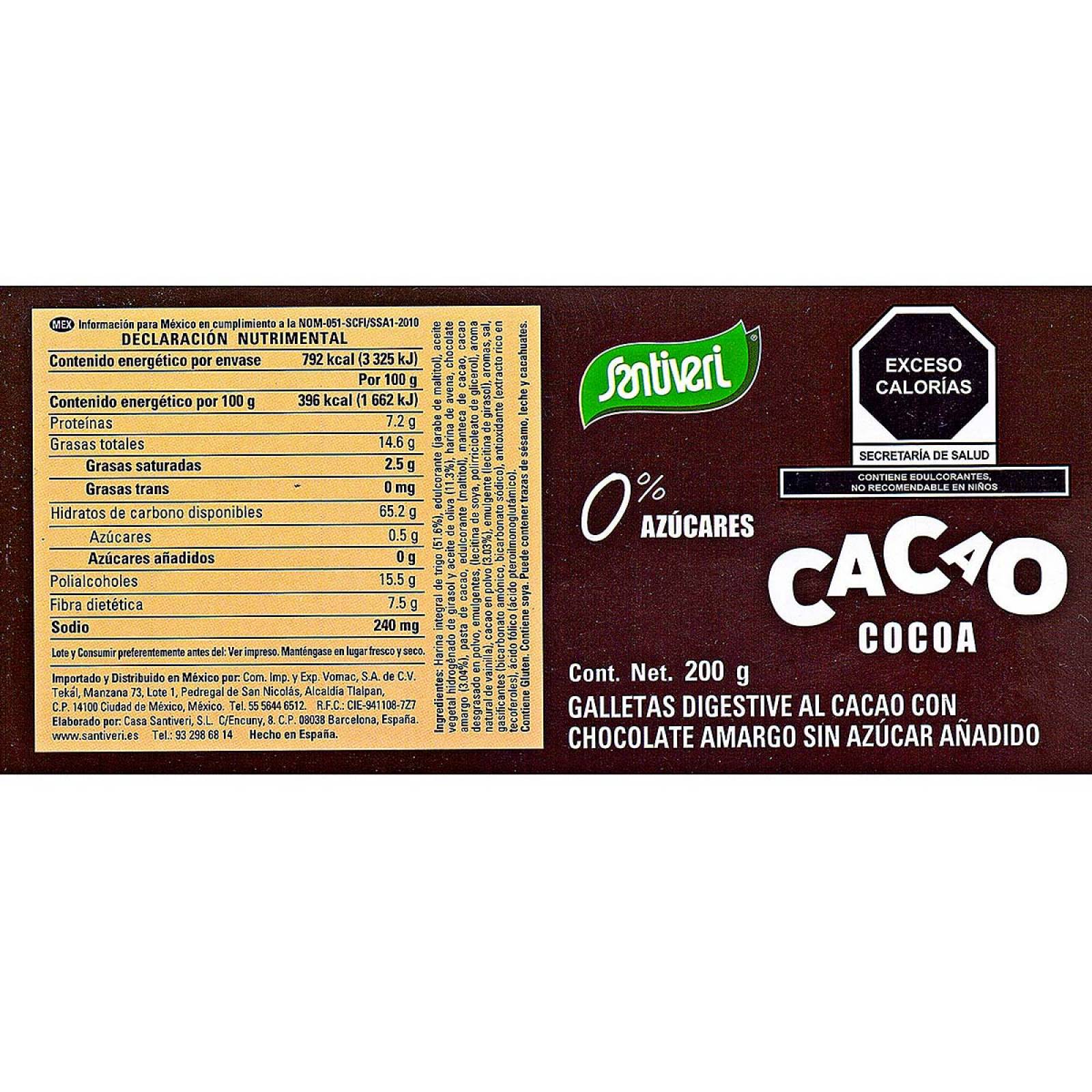 Santiveri Galletas Digestive con Cacao Sin Azúcar 200 gr