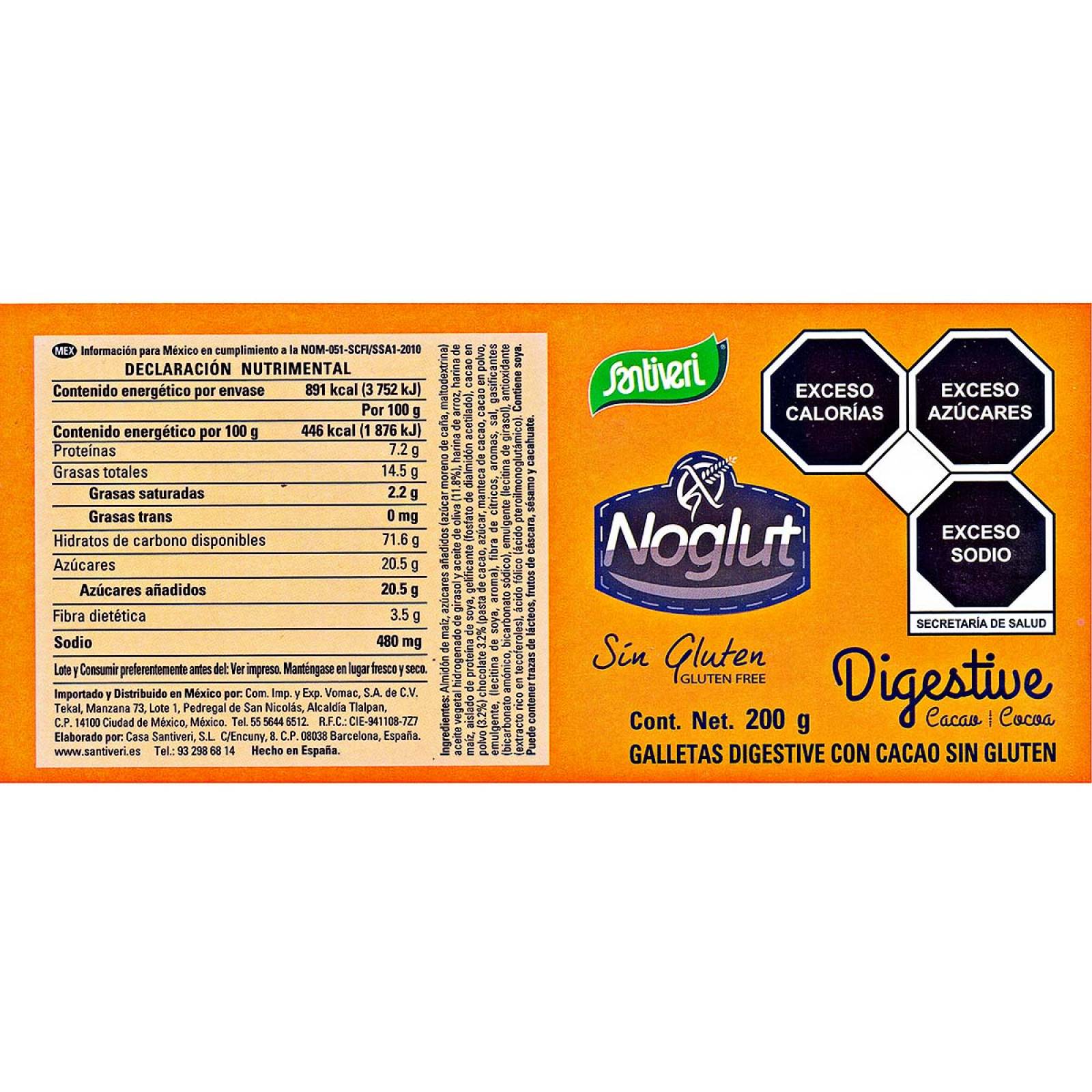 Galletas Digestive con Cacao Sin Gluten Santiveri 200 gr