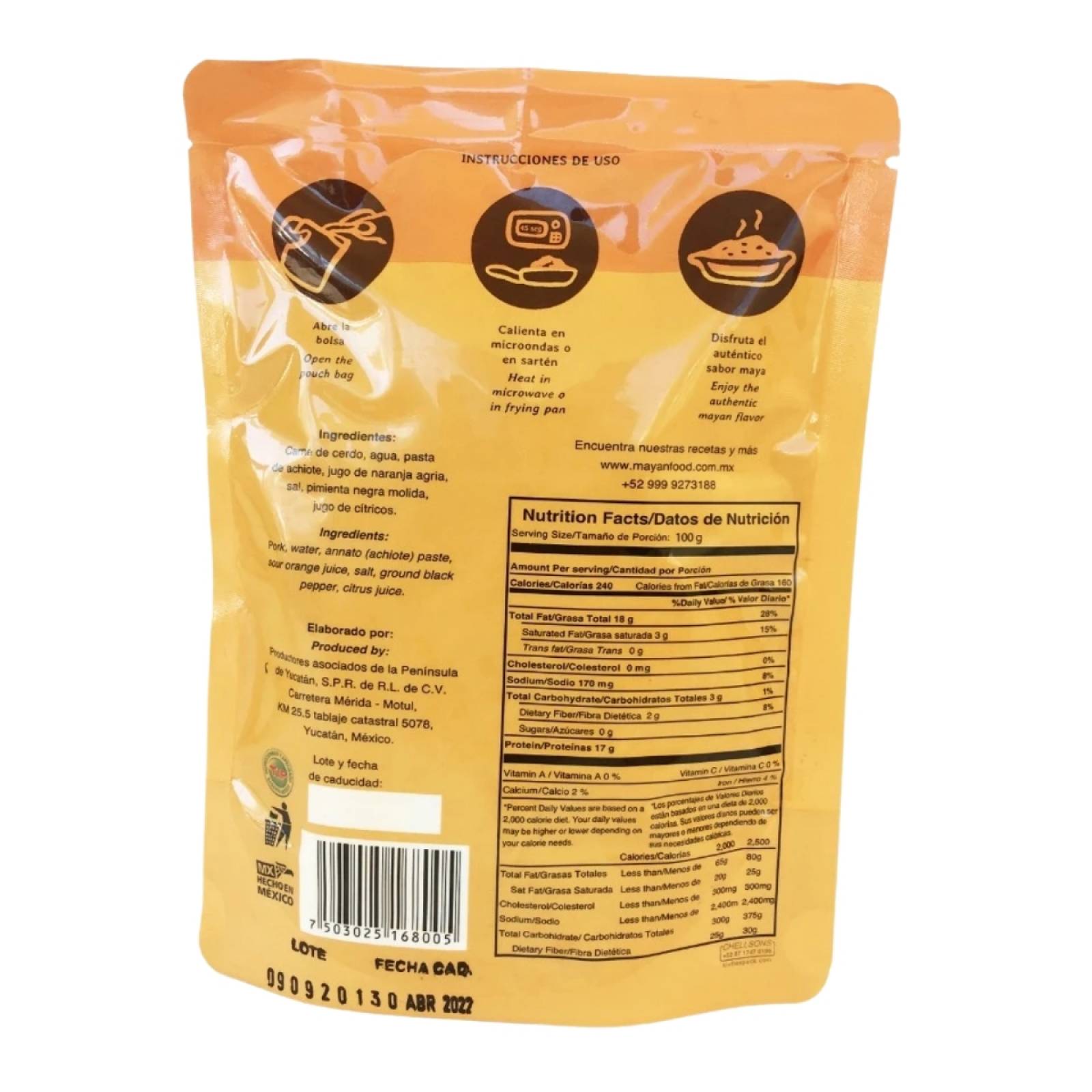 Cerdo a la Cochinita Pibil Mayan Food 250 gr