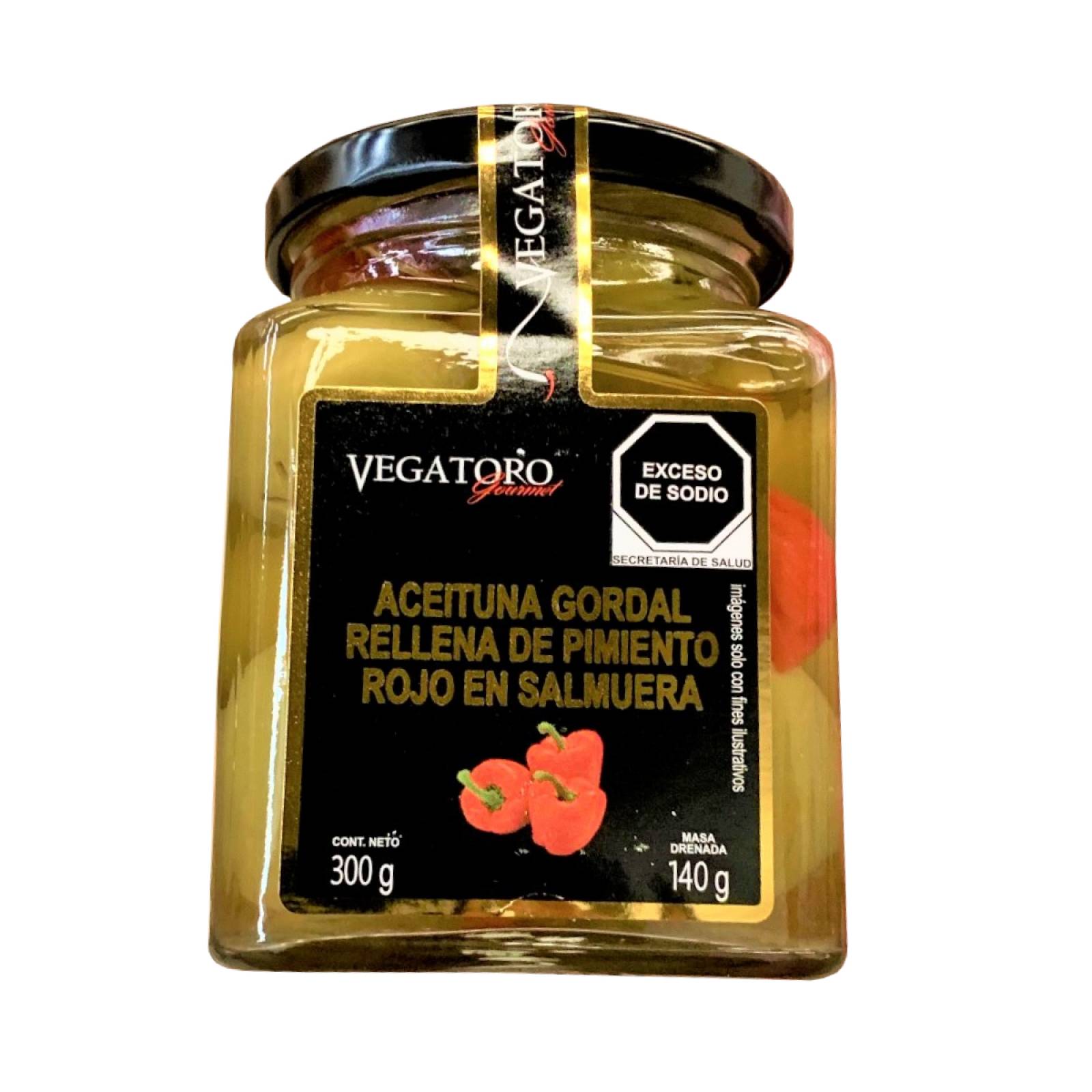 Aceituna Verde Gordal Rellena Pimiento Rojo Vegatoro 300 gr