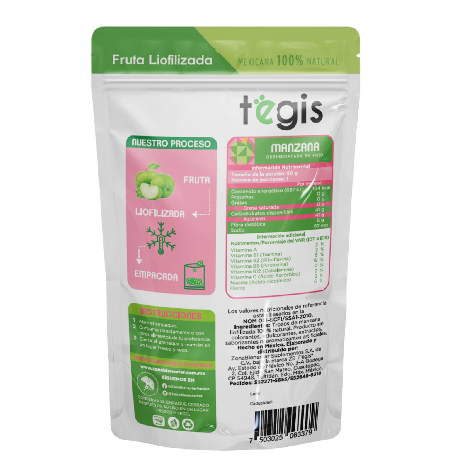 Manzana Liofilizada Tëgis 50 gr