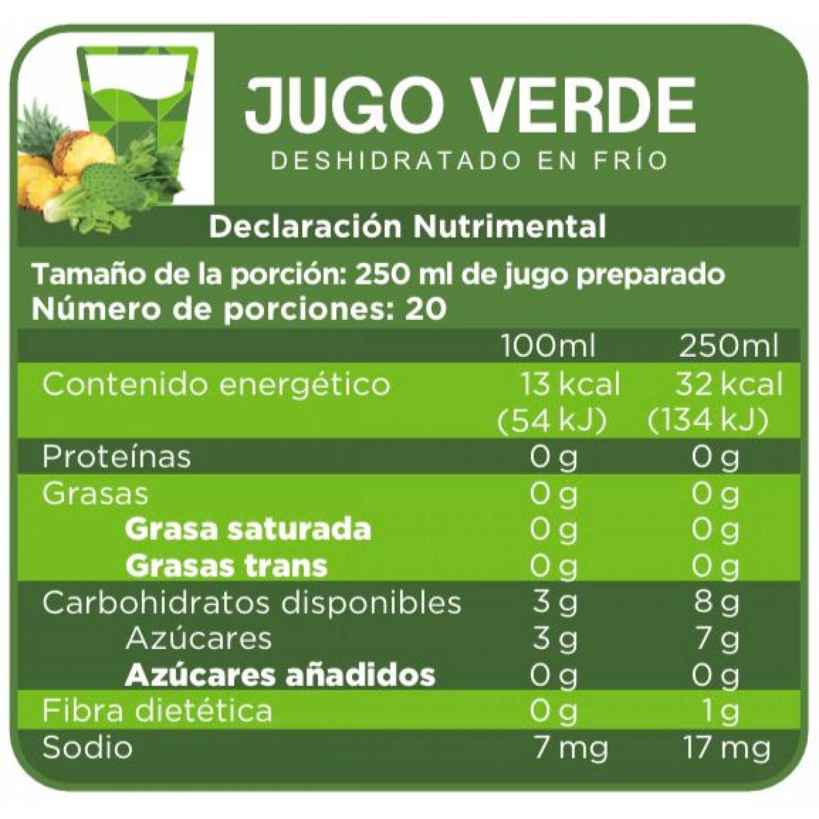 Jugo Verde Deshidratado Tëgis 200 gr
