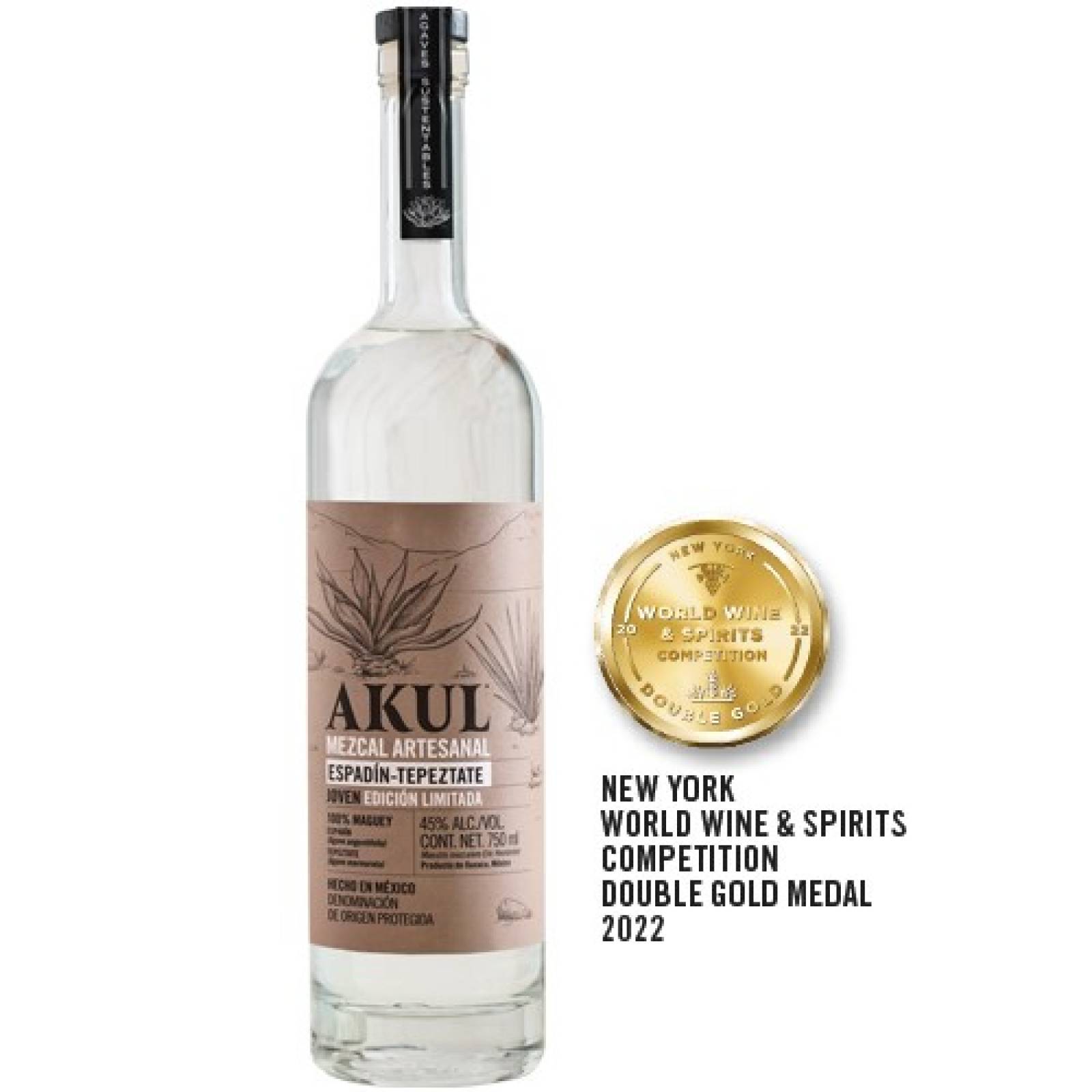 Mezcal Espadín Tepeztate Joven Akul 750 ml