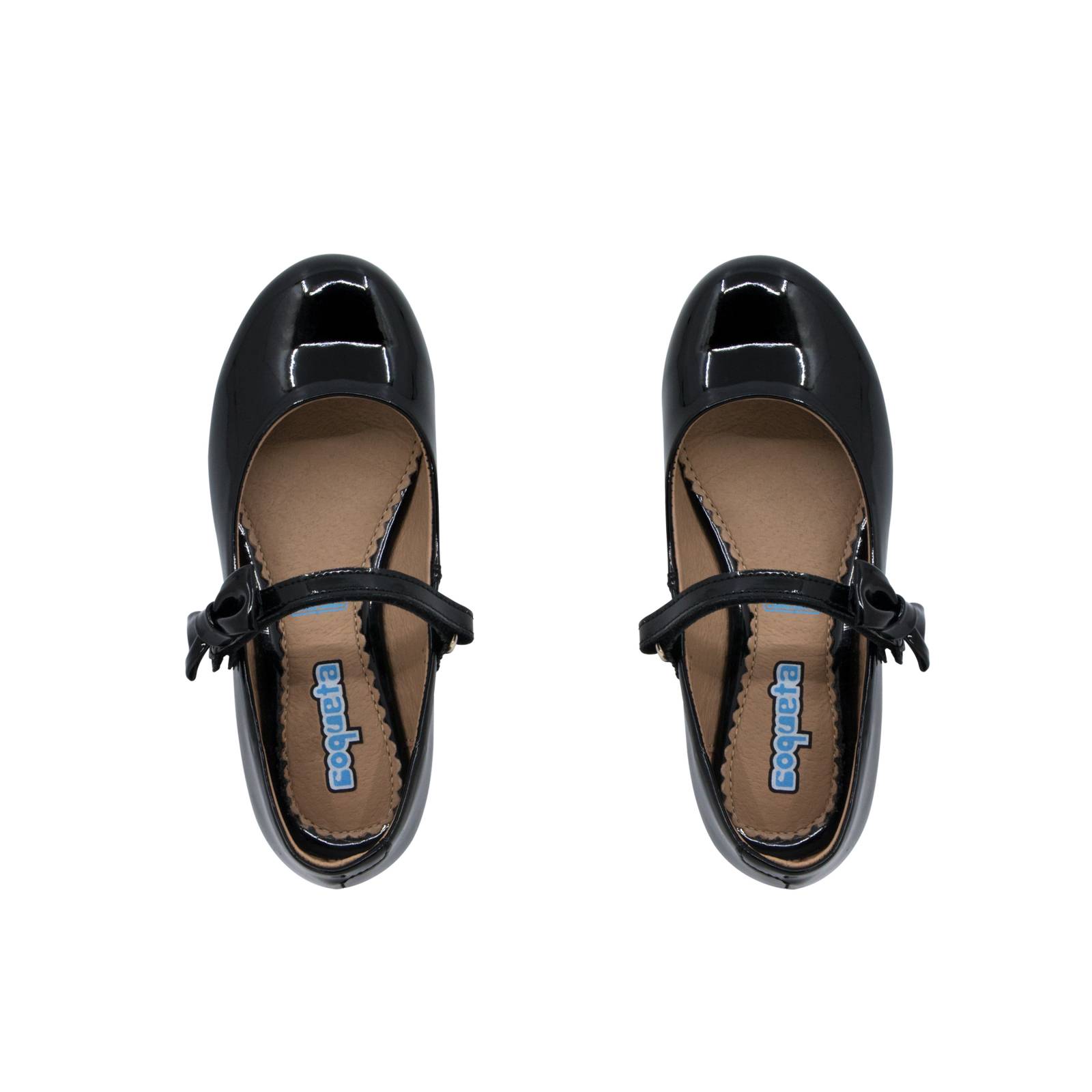 Zapatos Para Niña Escolares De Charol Velcro   Moño Coqueta