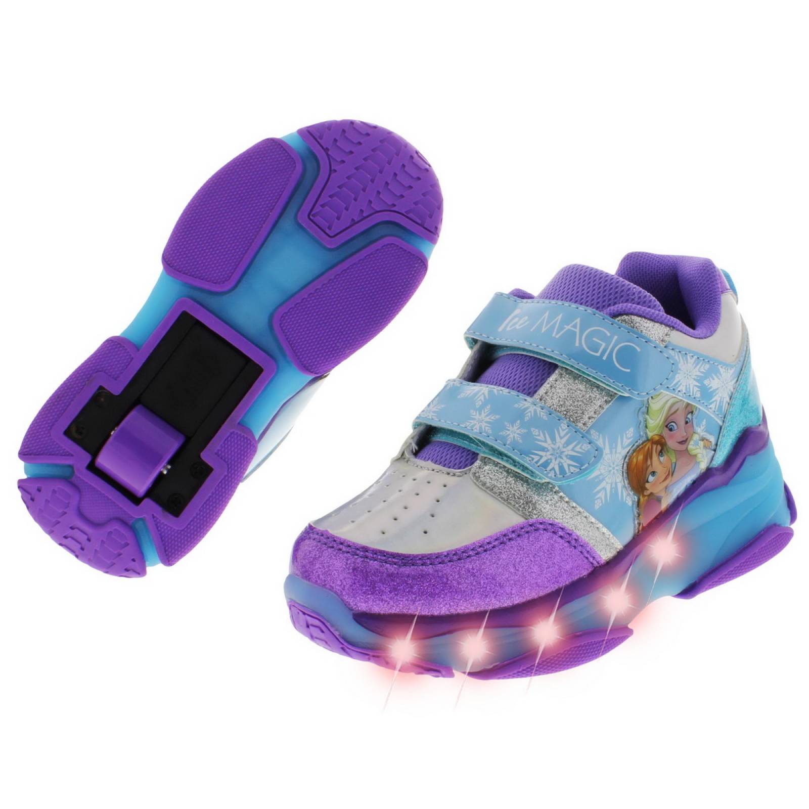 Tenis Patin Disney Frozen Ana Y Elsa Luces Led Para Niña
