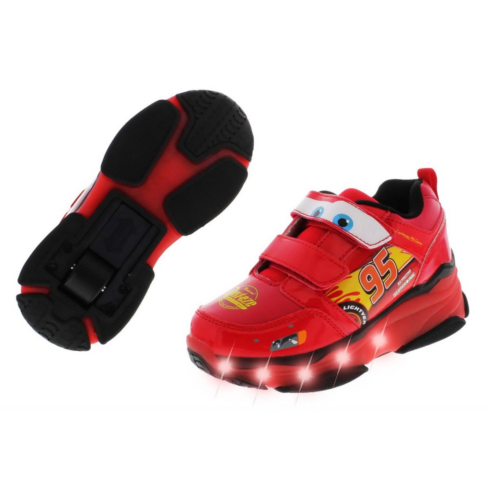 Tenis Patin Disney Pixar Cars Rayo Mcqueen Luces Led De Niño