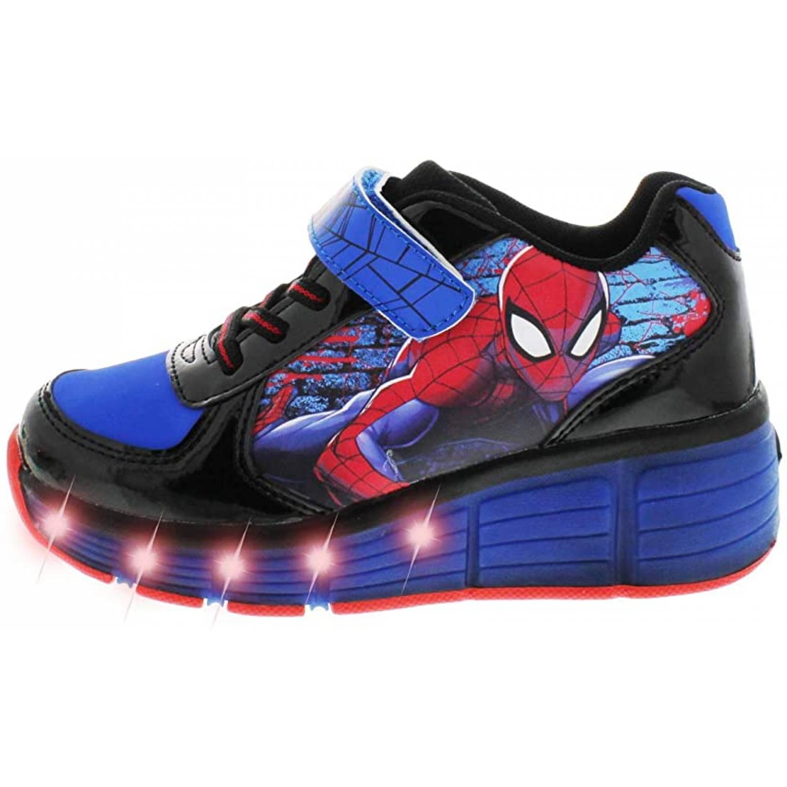 Tenis Patin Marvel Spiderman Avengers Luces Led Para Niño