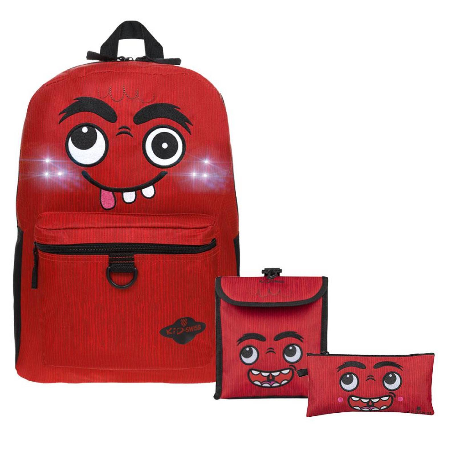 Mochila Escolar K-swiss Dinki Monstruo Para Niños Con Luces