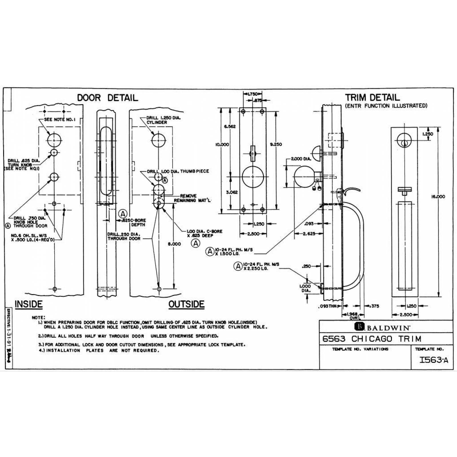 Cerradura Baldwin de Entrada Chicago acabado 190