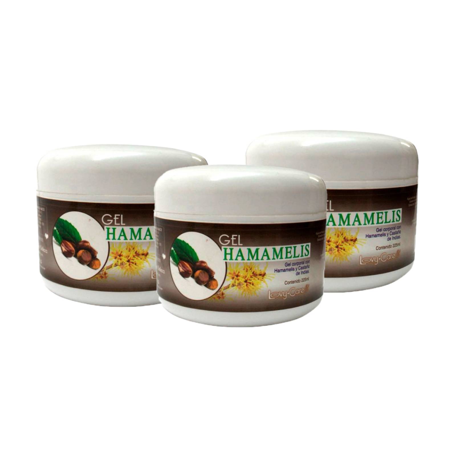 3 tarros de Gel de Hamamelis y Castaño de Indias Lovycare