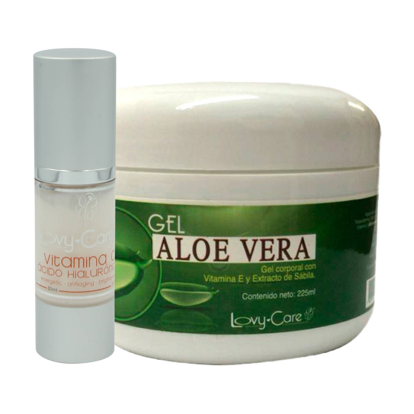 1 Crema de Vitamina C con Ácido Hialuronico y 1 Gel de Aloe Vera Lovycare