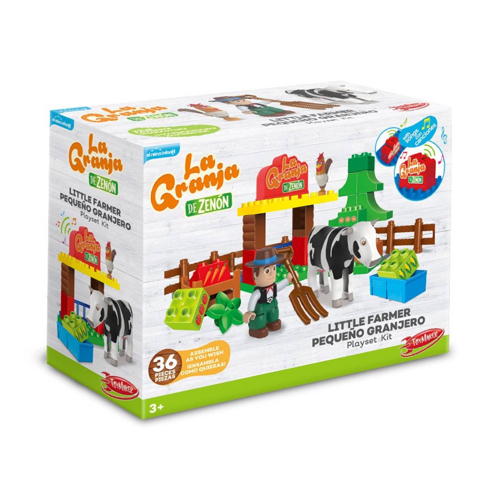 La Granja de Zenón Playset Bloques Pequeño Granero Vaca Lola 36 piezas El Reino Infantil