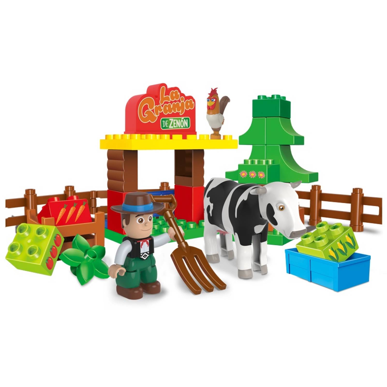 La Granja de Zenón Playset Bloques Pequeño Granero Vaca Lola 36 piezas El Reino Infantil