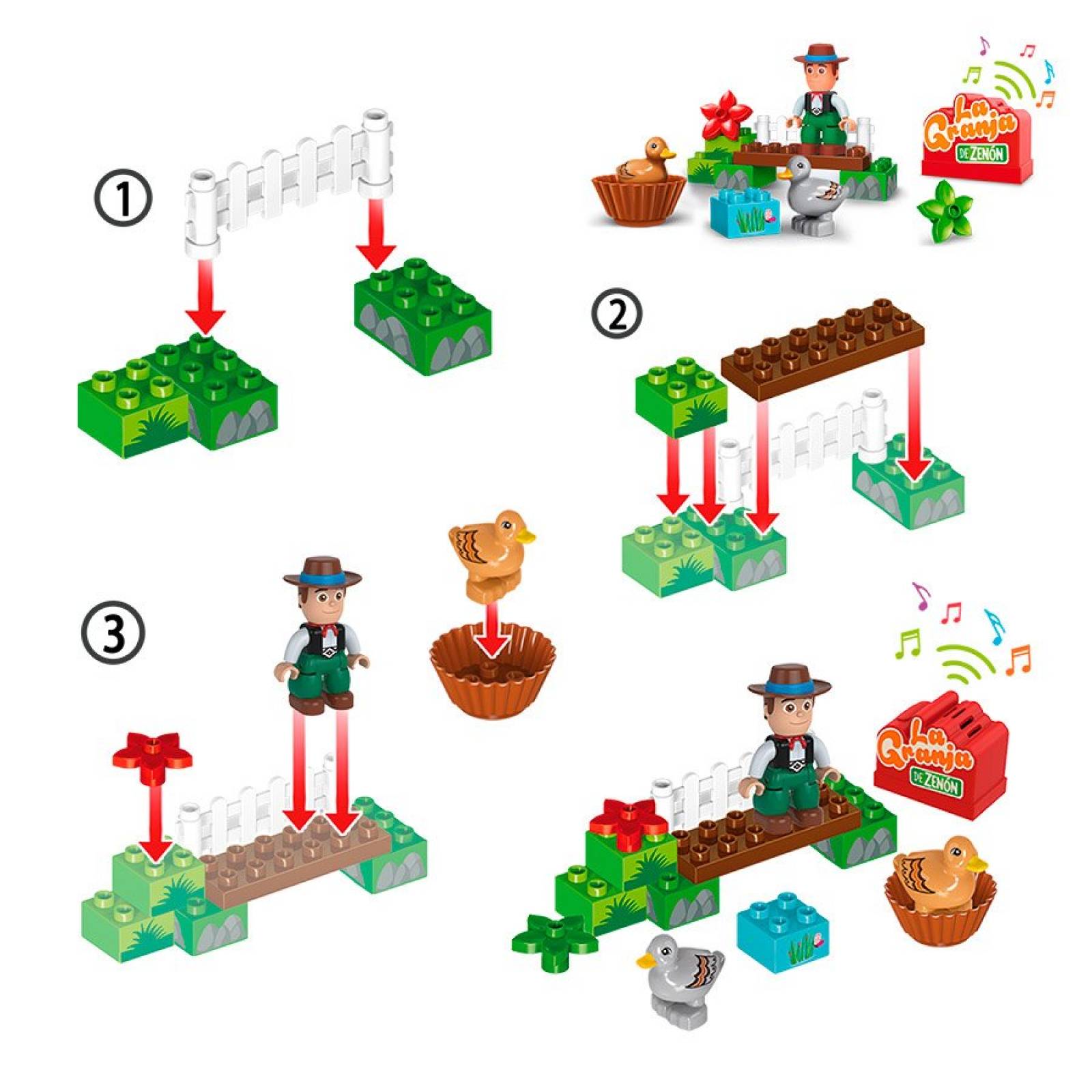 La Granja de Zenón Playset Bloques Zenón y los Patitos 14 piezas El Reino Infantil