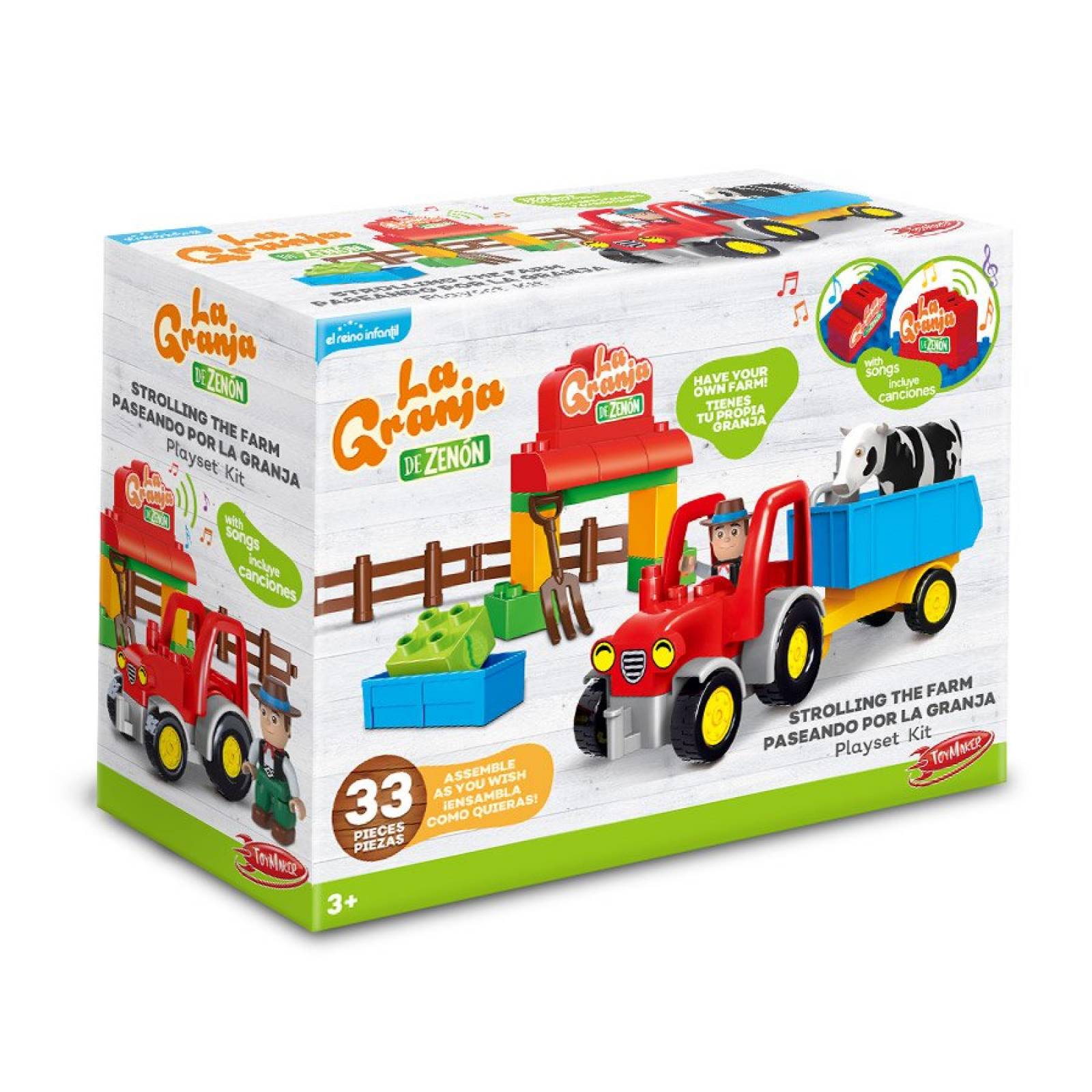 La Granja de Zenón Playset Bloques Paseando por la granja 33 piezas El Reino Infantil