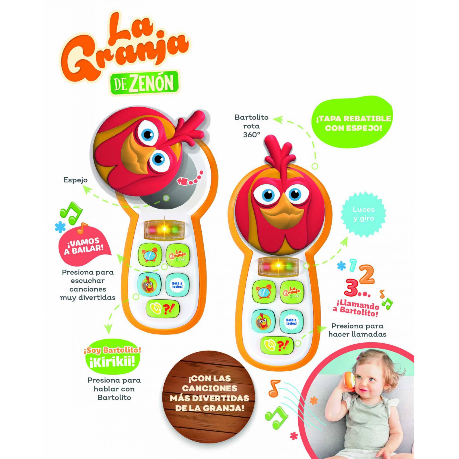 La Granja de Zenón Celular Hola a Todos Bartolito con Luz  Sonidos y Canciones El Reino Infantil