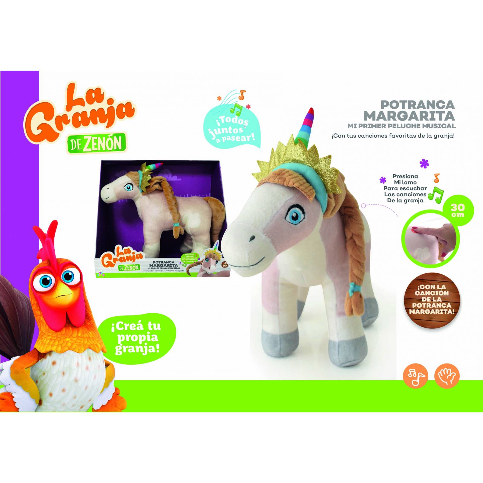La Granja De Zenon Peluche Musical potranca Margarita 30 Cm 