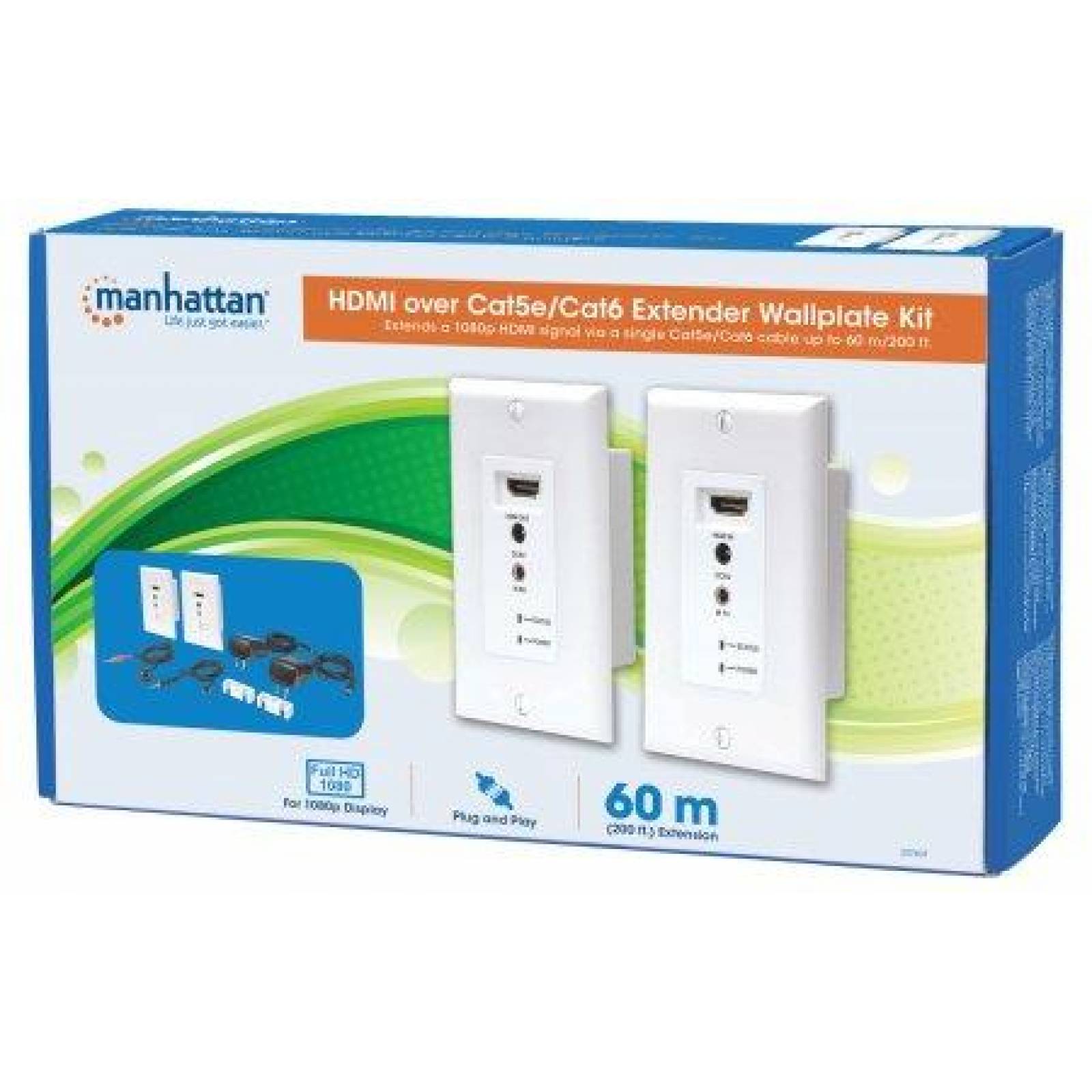 Manhattan 207607 extensor audio/video Transmisor y receptor de señales AV Blanco 