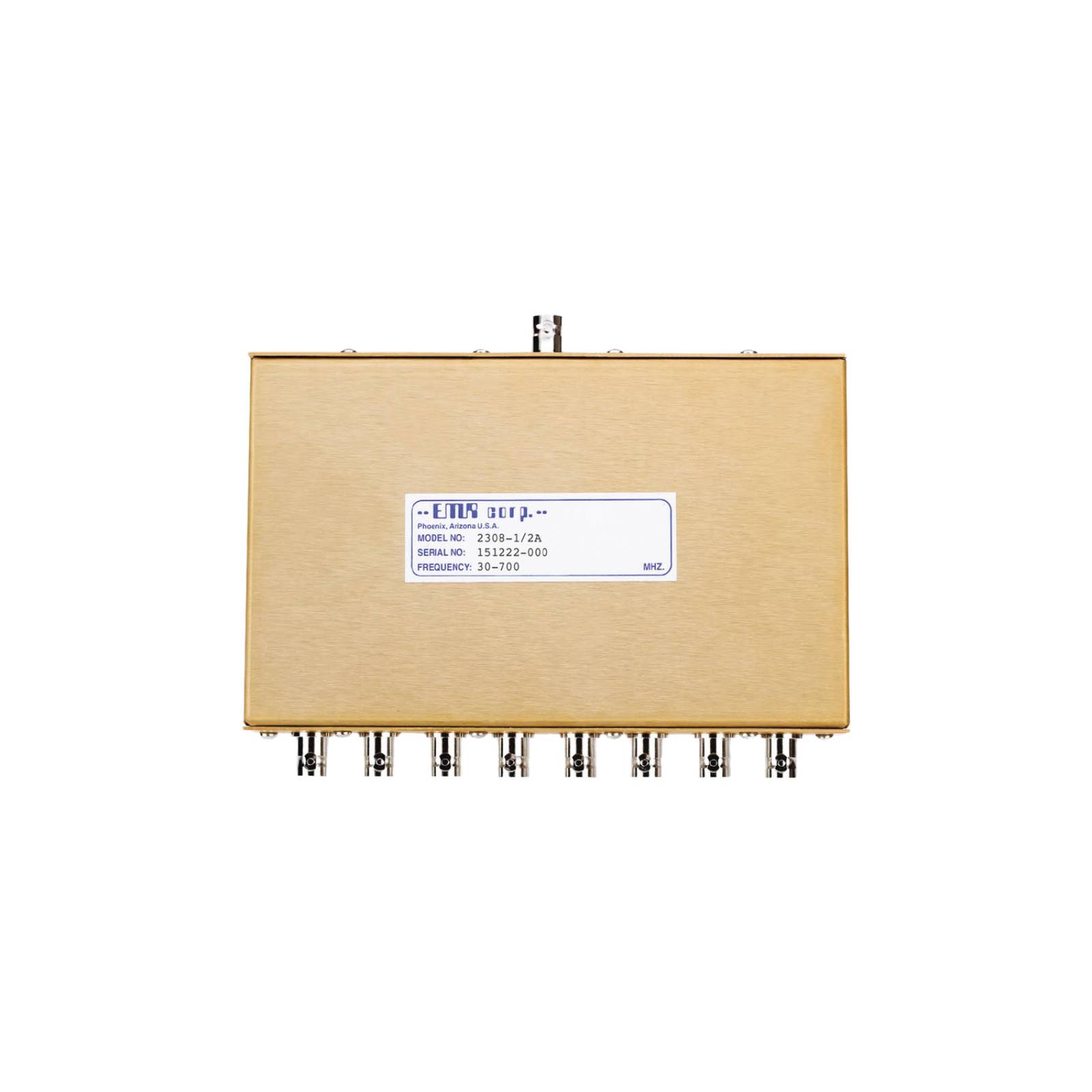 EMR Corporation Divisor de Potencia EMR de 8 Vías, 30-700 MHz, 0.5 Watt, Conectores BNC Hembra.