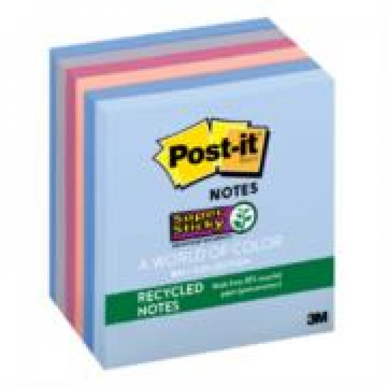 3M Notas Recicladas 3M Super Sticky 7.6x7.6cm Color Campiña Frutal 6 Blocks 65 Hojas c/u 