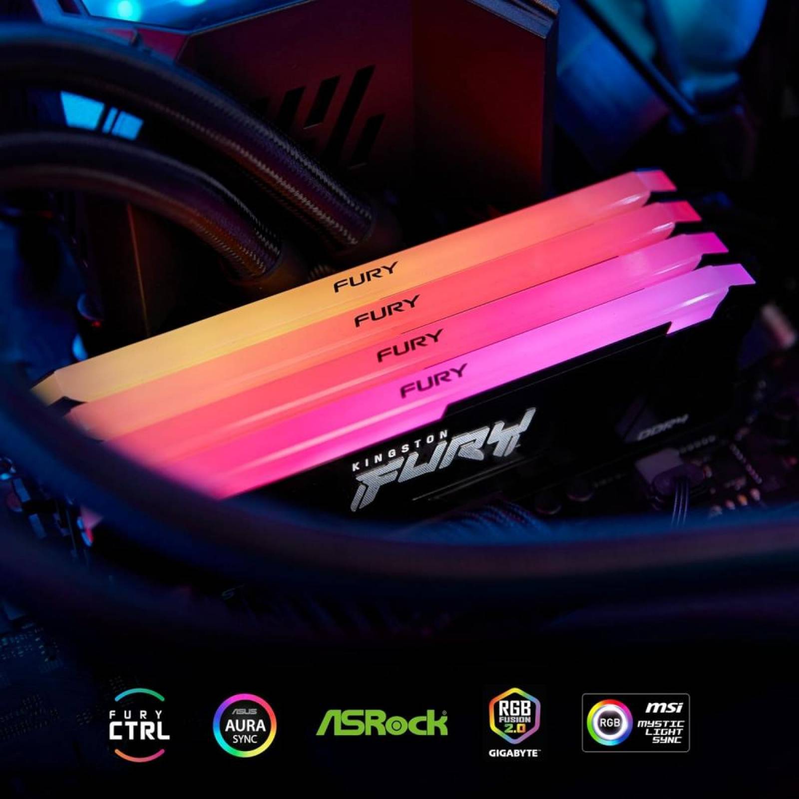 Memoria RAM Kingston FURY Beast RGB DDR4, 2666MHz, 32GB Non-ECC DIMM
