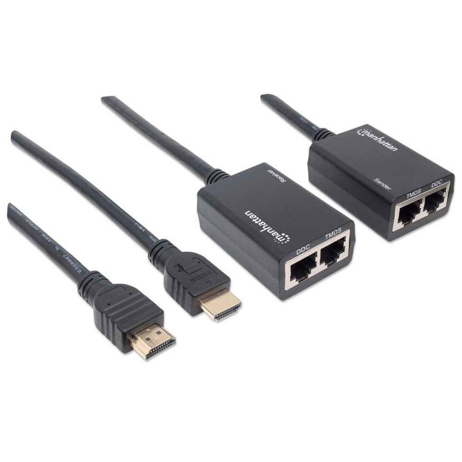 Manhattan Extensor HDMI Por Cat5eCat6, Distancia Máxima 30 Metros