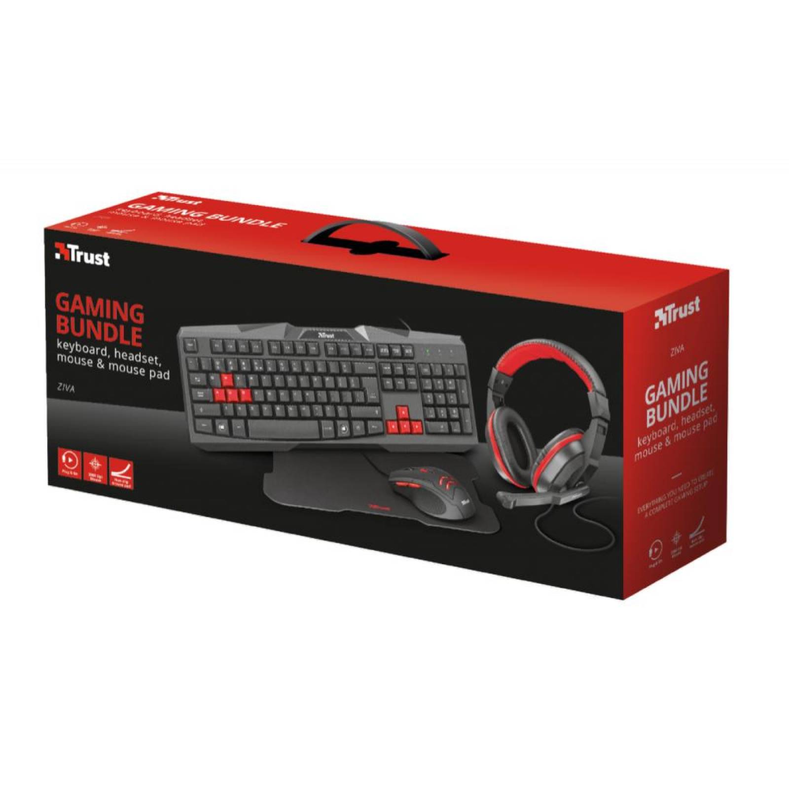 Kit Gamer De Teclado Y Mouse Trust Incluye Teclado, Mouse, Audifonos