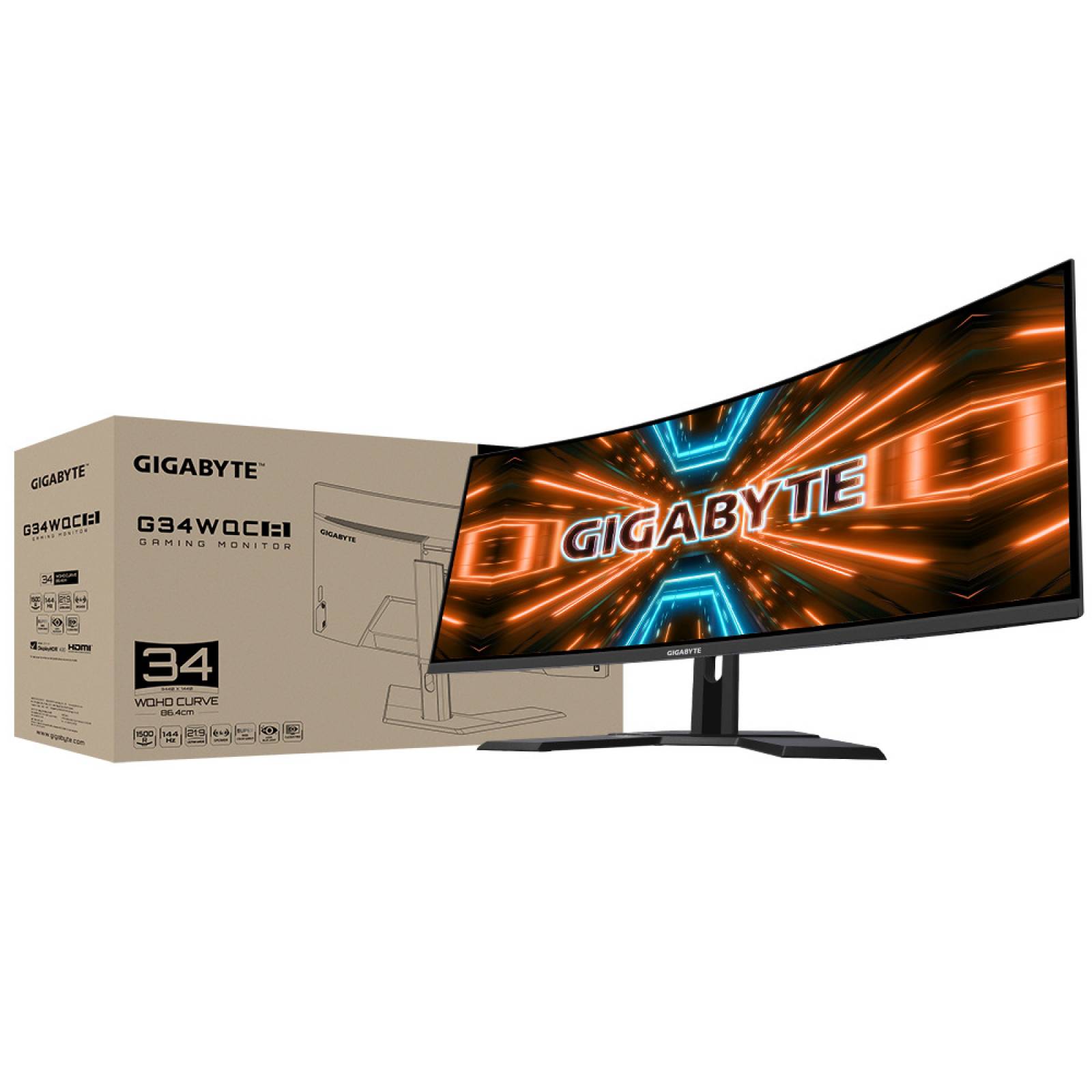 MONITOR LED GIGABYTE 34"(G34WQC A) 3440X1440 QWHD,144HZ,CURVE, HDMI *2