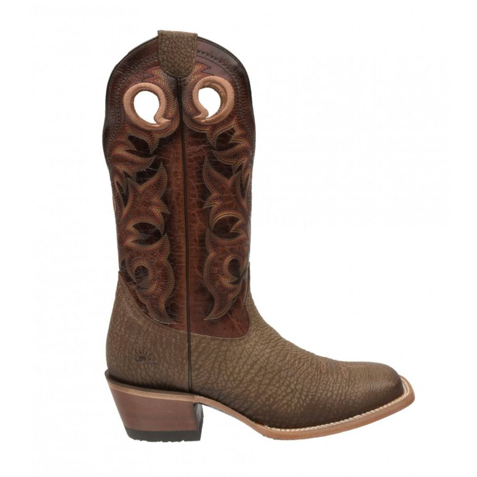 Bota Vaquera Marca Rio Grande Oklahoma con Piel Cuello de Toro y Suela Cuero Natural