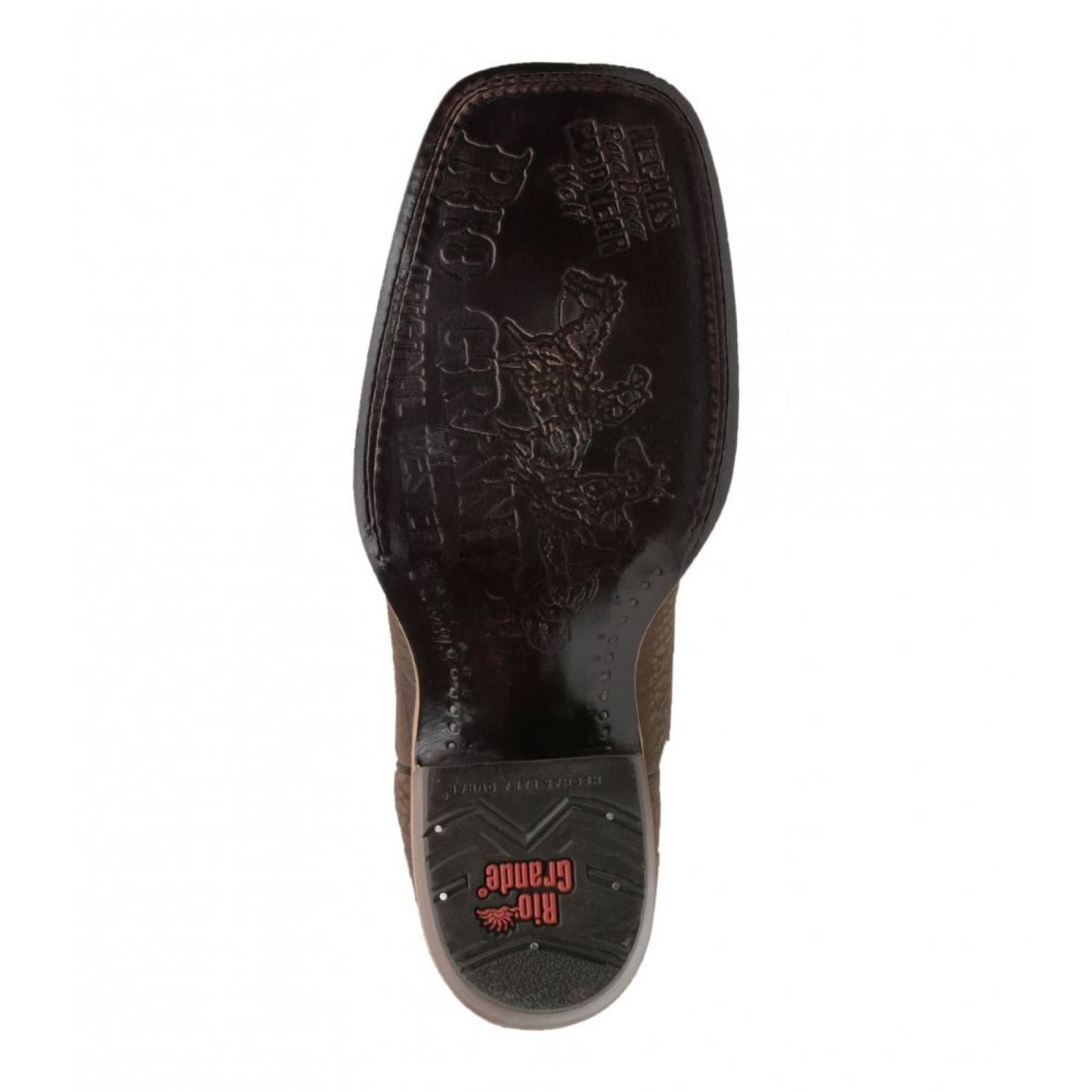Bota Vaquera Marca Rio Grande Oklahoma con Piel Cuello de Toro y Suela Cuero Natural