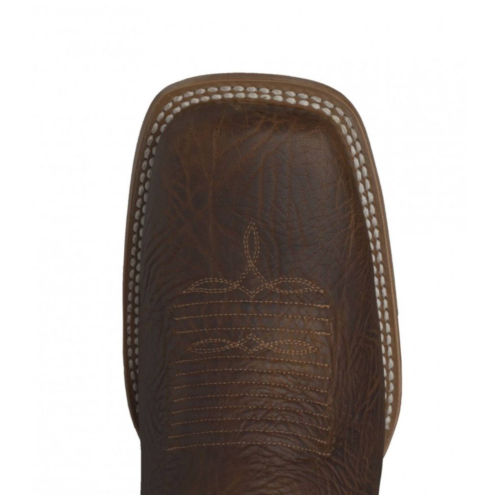 Bota Vaquera Marca Rio Grande Duval Diseño Láser y Bordado Occidental Suela Cuero Natural