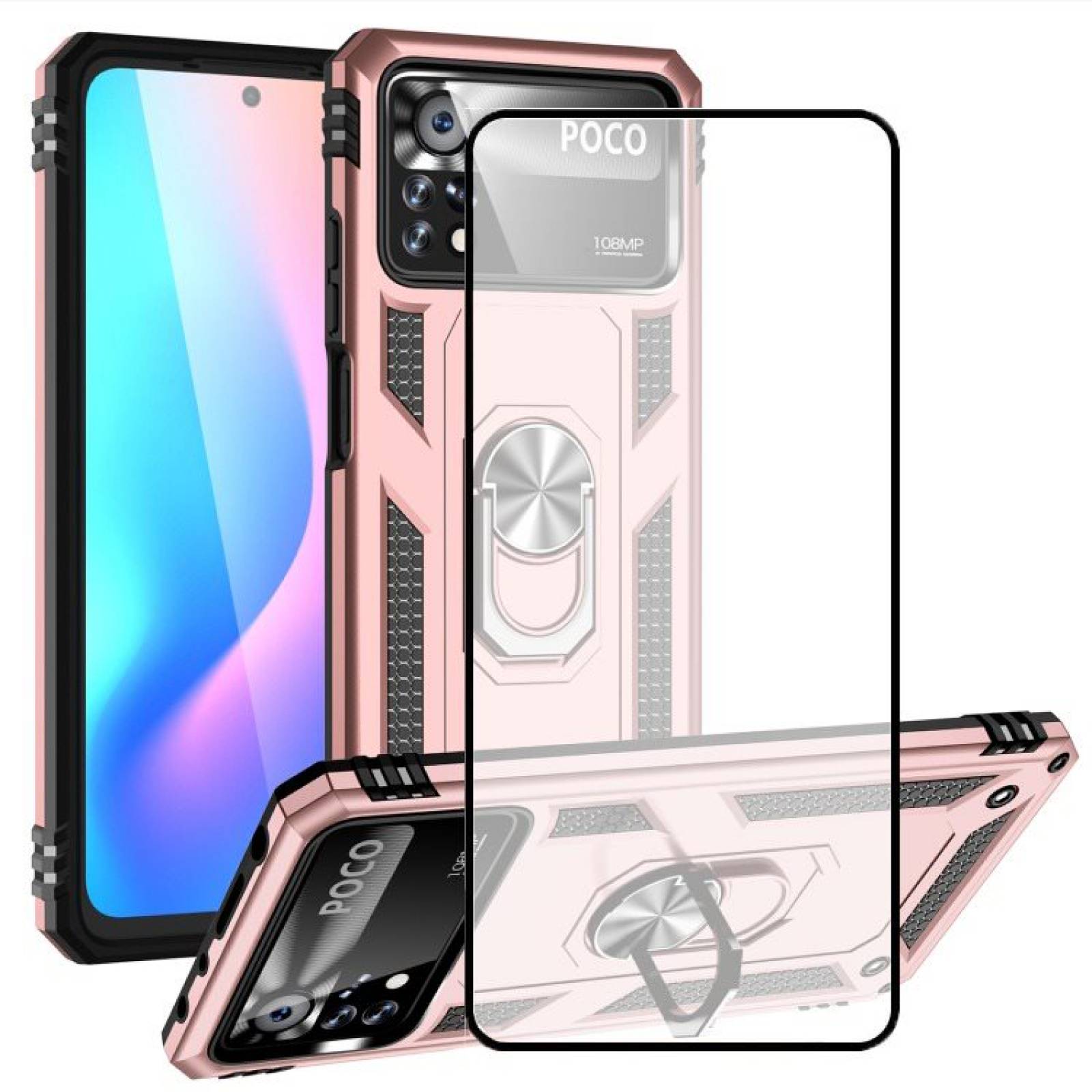 Funda de teléfono para Xiaomi Poco X3 Pro/NFC de Uso Rudo Shockproof +  Cristal 9D Cuarey