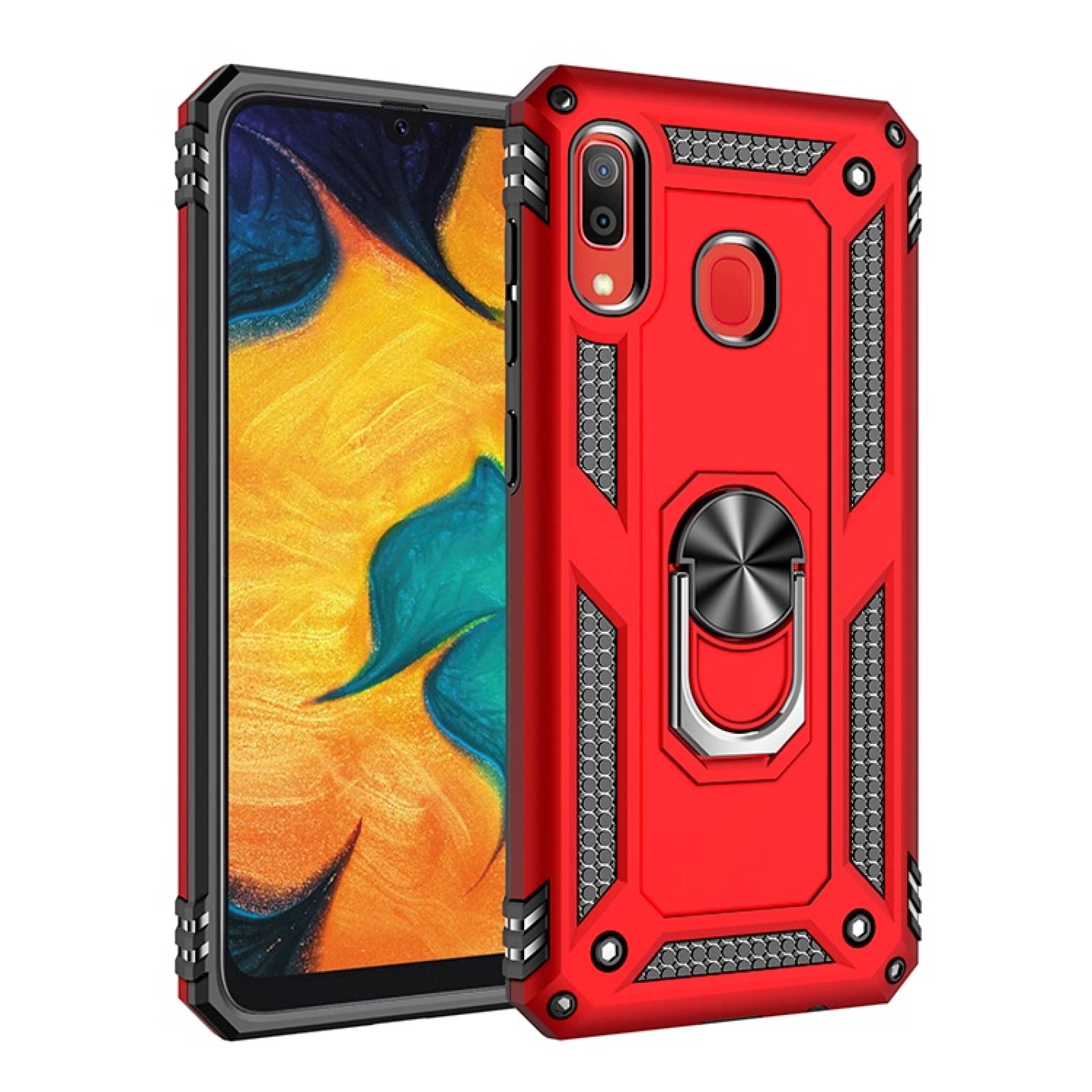 Funda Samsung Galaxy A10s de Uso Rudo Shockproof + Cristal Templado Rojo