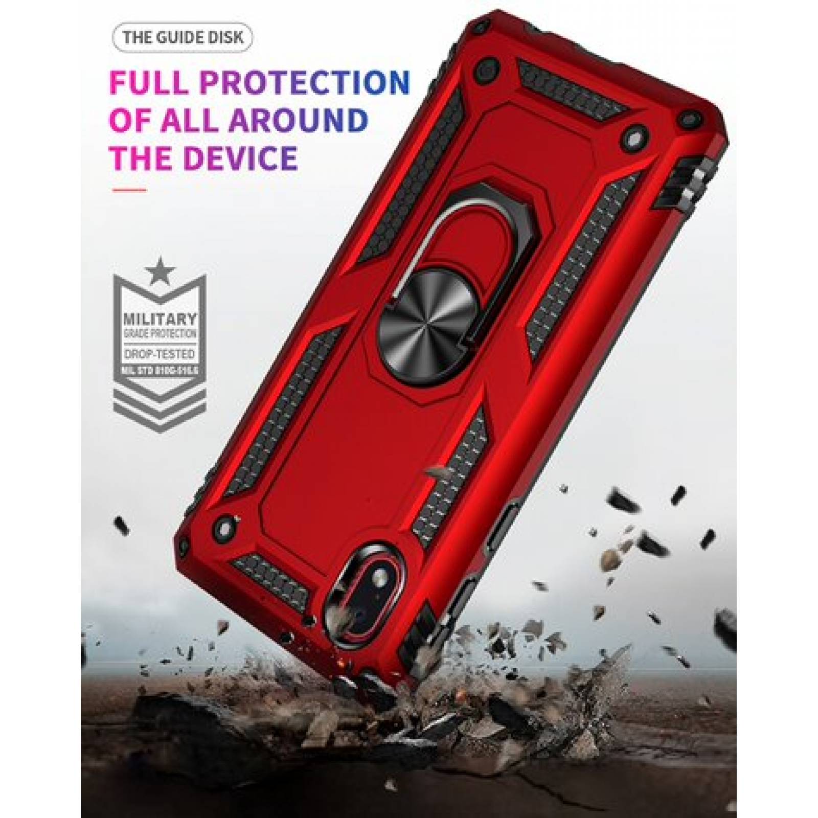 Funda Samsung Galaxy A01Core de Uso Rudo Shockproof + Cristal Templado Rojo