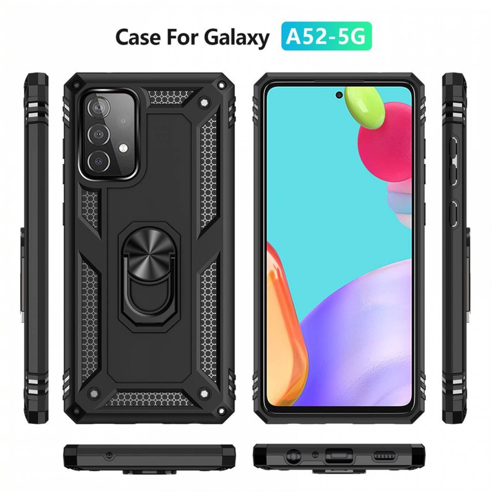  NZND Funda para Samsung Galaxy A52s 5G/A52 5G/A52 4G LTE con  protector de pantalla de vidrio templado (cobertura máxima), clip para  cinturón, doble capa de cuerpo completo a prueba de golpes (