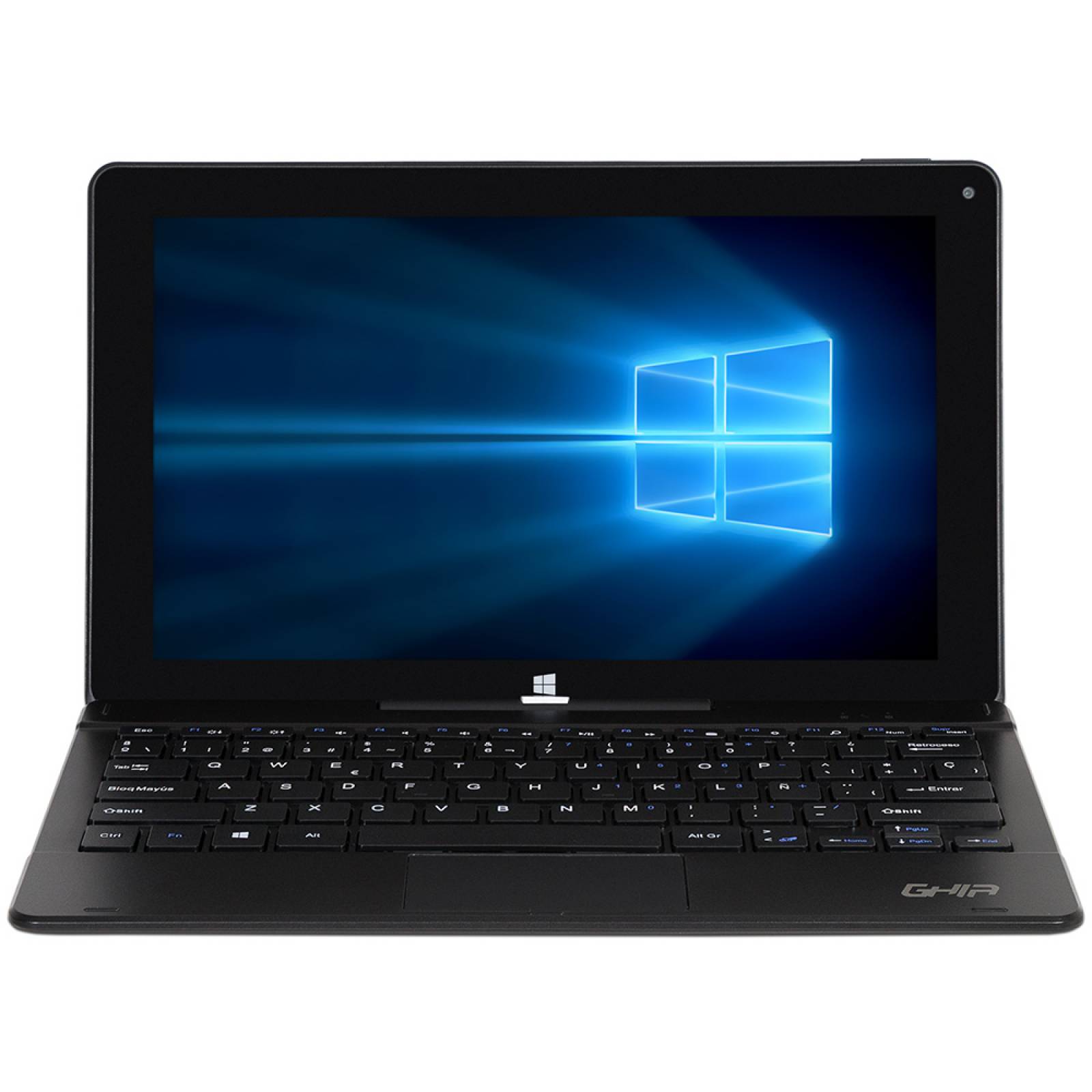 Laptop 2 en 1 GHIA Blaze: Procesador Intel Atom Z8350 Memoria de 2GB LPDDR3 Almacenamiento de 32GB Pantalla de 11.6 pulgadas LED Multi Touch Video Intel HD Graphics S.O. Windows 10 Home