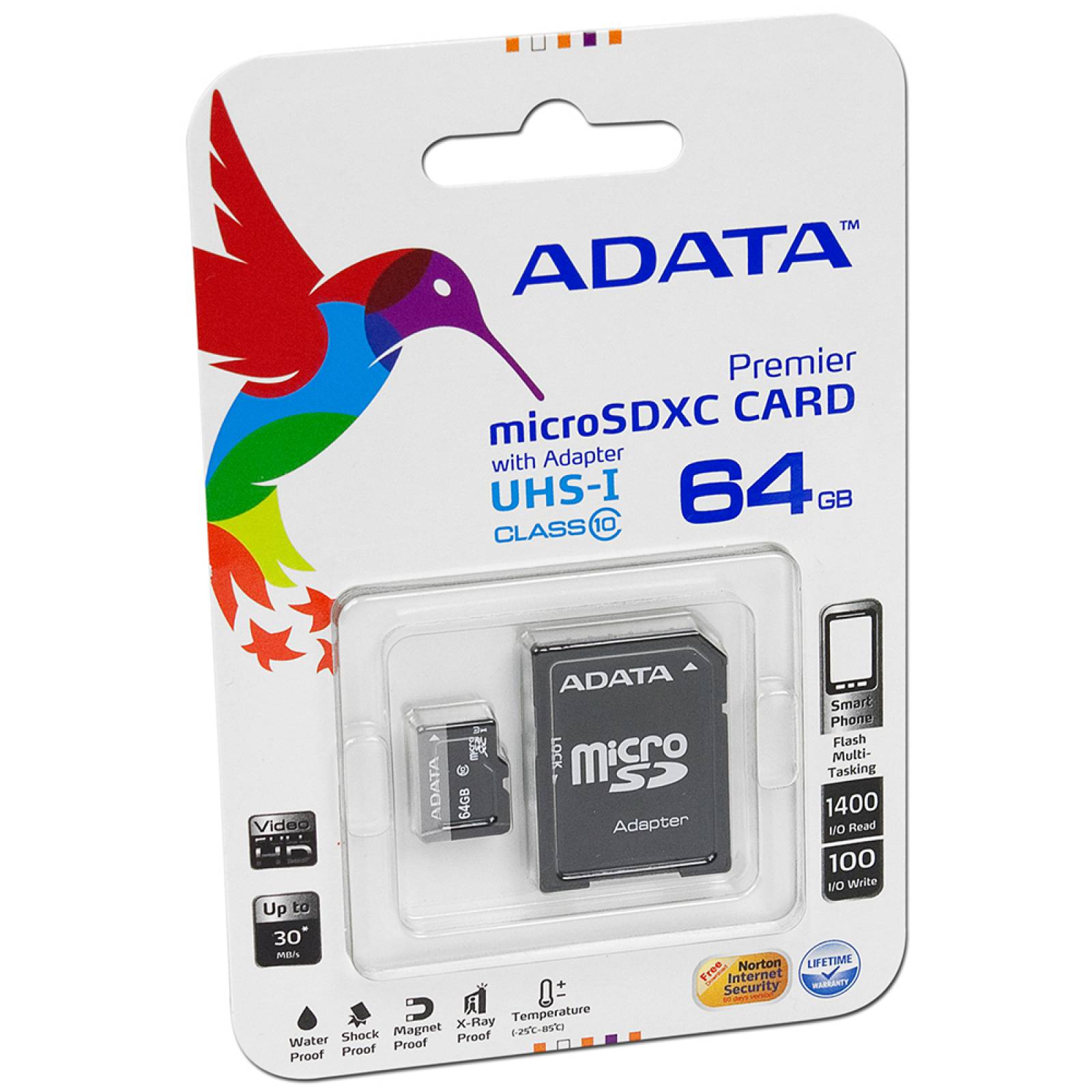 64GB Adata ONE Premier SDXC UHS-II U3 290MB/s classe 10 64GB Adata ONE Premier SDXC UHS-II U3 290MB/s classe 10