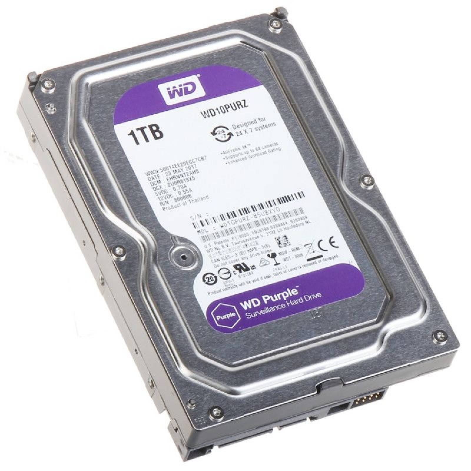 Disco Duro para Videovigilancia Western Digital Purple de 1TB, 64 MB cachÃ©, 5400 RPM, SATA III (6 Gb/s).