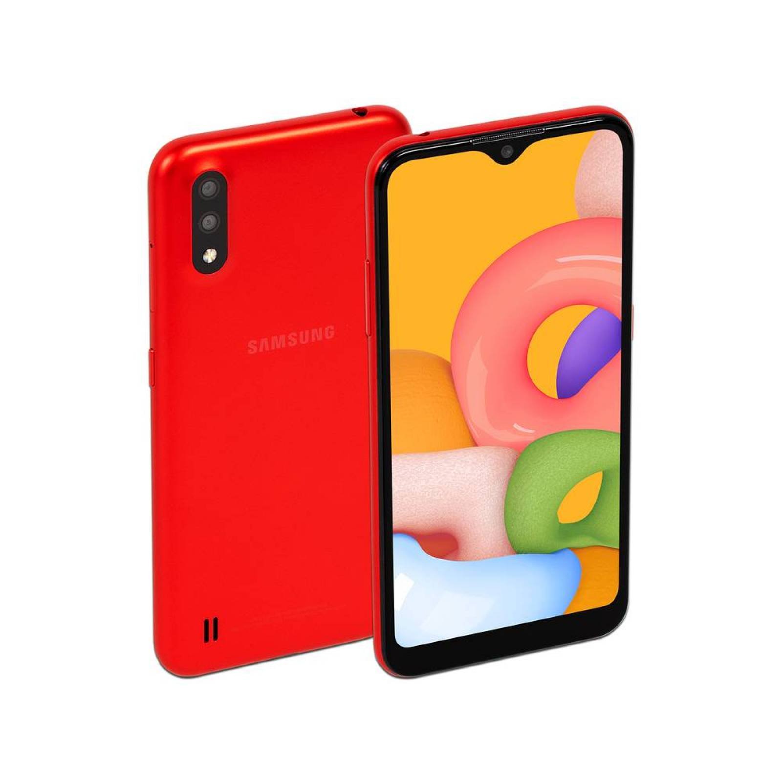 Smartphone Samsung Galaxy A01
 Procesador Octa core hasta 2.0GHz
 Memoria RAM de 2GB Almacenamiento de 16GB
 Pantalla LED Multi Touch de 5.6 pulgadas HD+
 Bluetooth 4.2 Wi-Fi
 Android 9.0 Color Rojo.