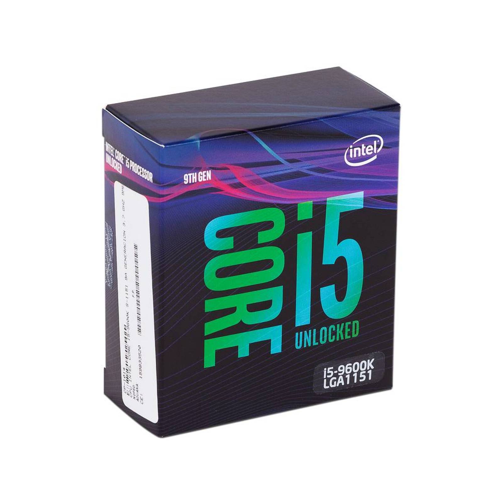 Procesador Intel Core i5-9600K de Novena Generación, 3.7 GHz (hasta 4.6 GHz) con Intel UHD Graphics 630, Socket 1151, Caché 9 MB, Six-Core, 14nm. No incluye disipador