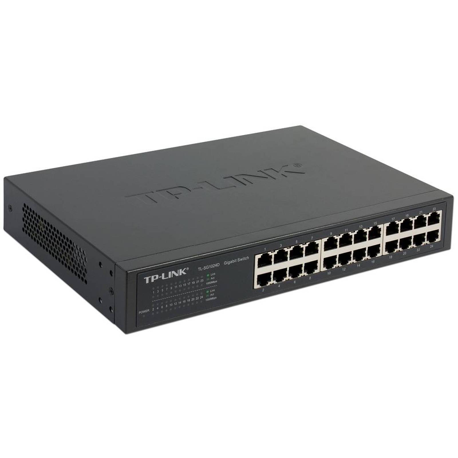 Switch Gigabit TP-LINK TL-SG1024D de 24 puertos 10/100/1000 Mbps para montaje en rack.