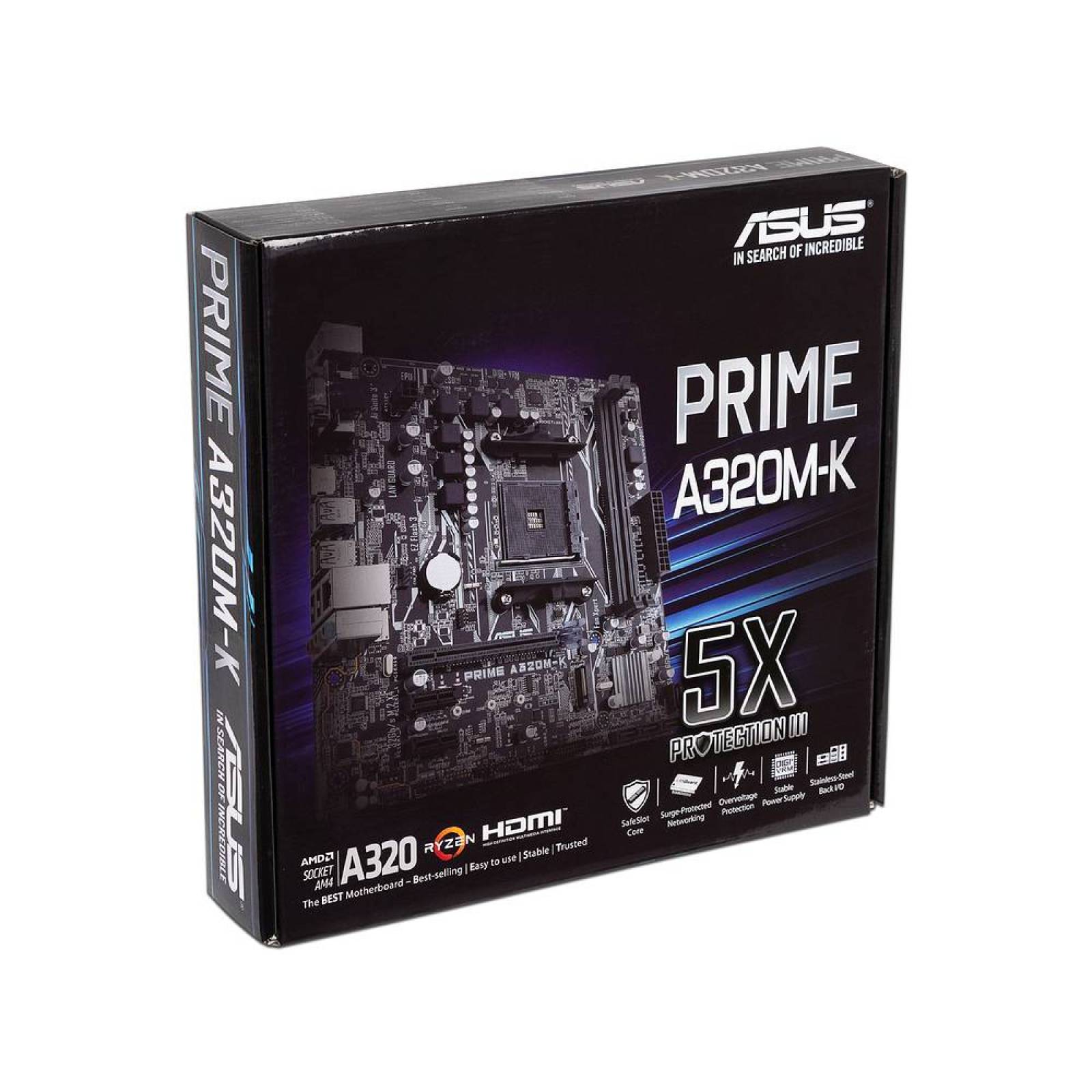 T Madre Asus PRIME A320M K Chipset AMD A320 Soporta Procesador AMD Ryzen 1ra Gen A series 7ma Gen Socket AM4 Memoria DDR4 3200OC 2400 2133 MHz 32GB Max Integrado Audio HD Red USB 30 SATA 30 Micro ATX Ptos PCIE 30