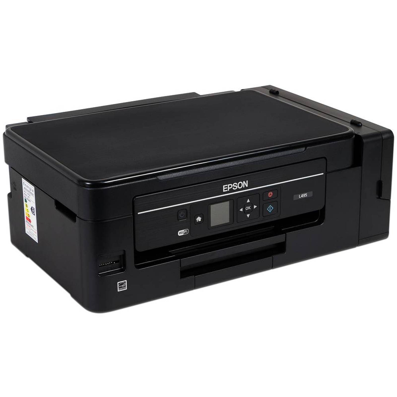 Multifuncional Epson EcoTank L495 Impresora Copiadora y Escáner con Sistema de Tanques de Tinta USB WiFi Direct