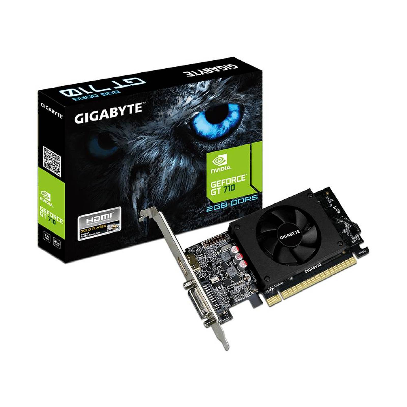 Tarjeta de Video NVIDIA GeForce GT 710 Gigabyte, 2GB GDDR5, 1xHDMI, 1xDVI, PCI Express x8 2.0